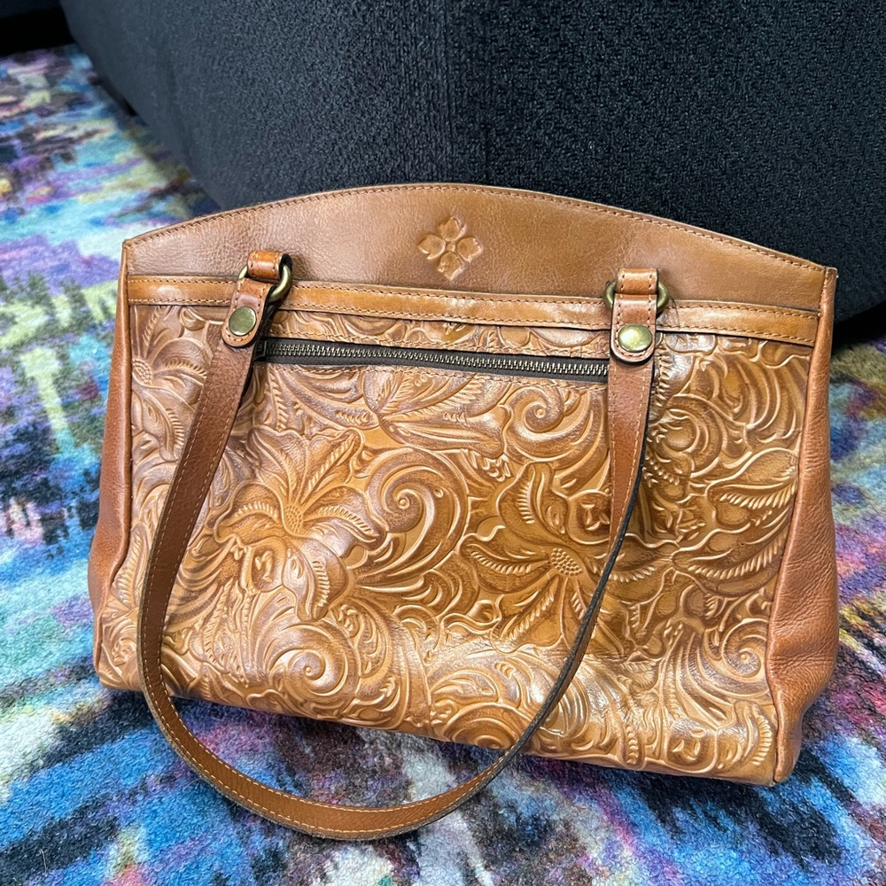 Elegant Tan Embossed Leather Bag